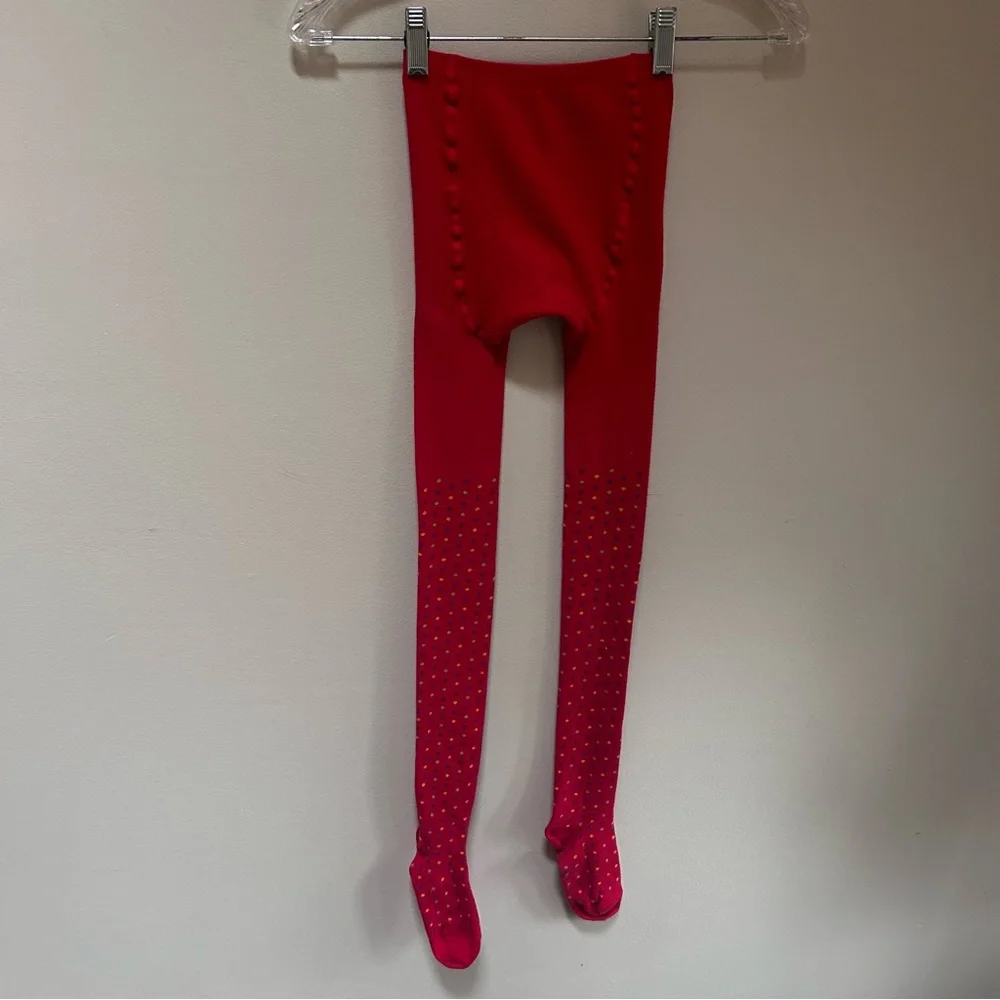 Hanna Andersson ~Girl’s Red Polka Dot Denmark Cotton Blend Footed Tights 150/160